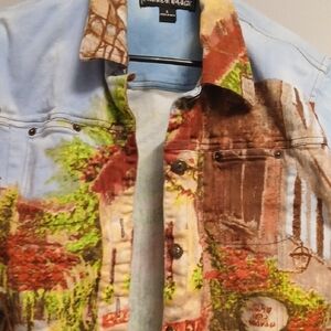 Artistic Multicolor Jean Jacket Paris Print